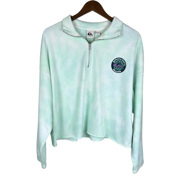 Quicksilver NWT Tie Dye Long Sleeve Logo Collared Quarter Zip Cropped Pullover - Picture 8 of 13